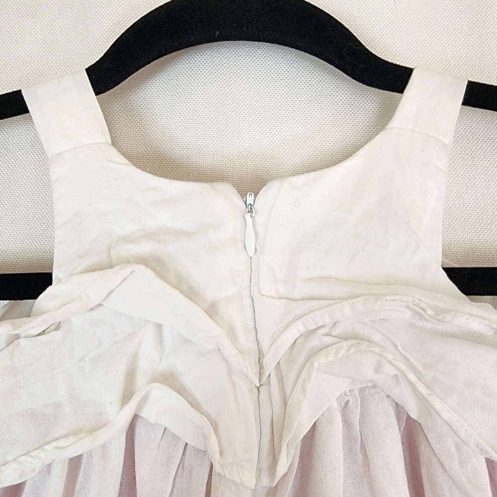 Catimini France Girls White Pink Lace Embroidered Dress Ruffles 100% Cotton Sz 4 - Picture 6 of 10
